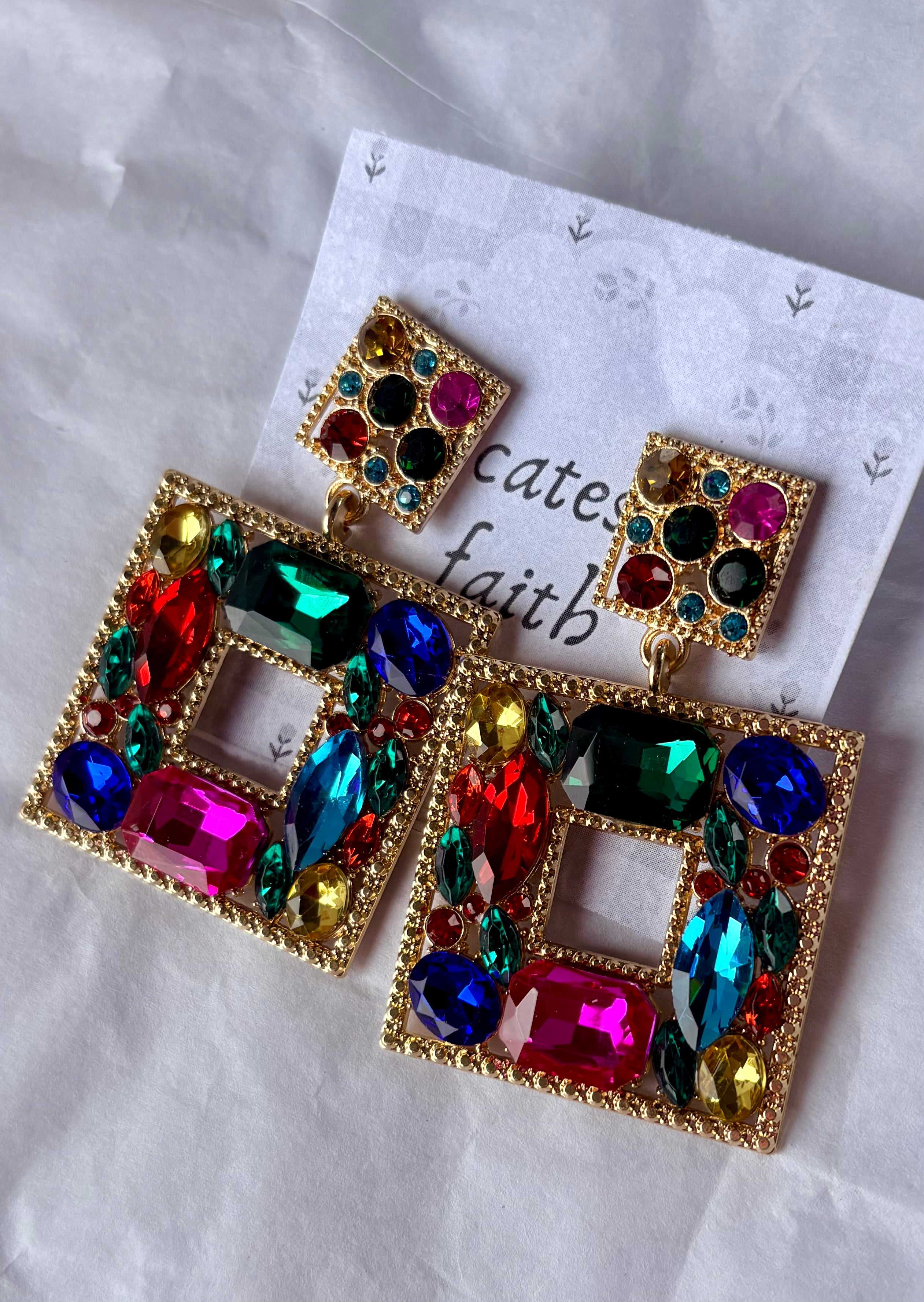 Rainbow Square Earrings
